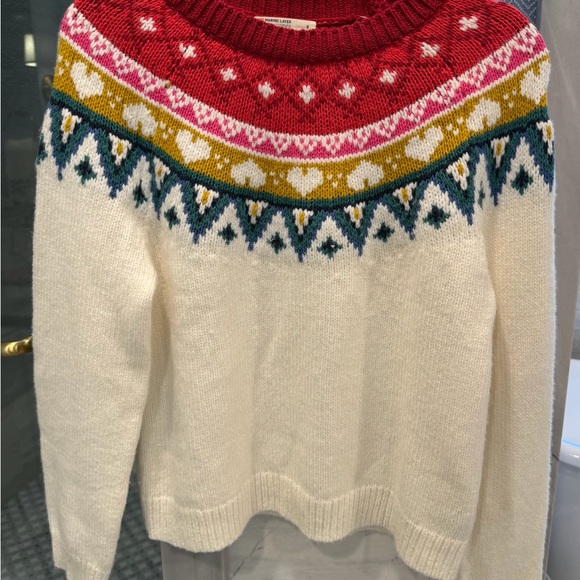 Marine layer crewneck sweater size small rainbow ivory alpine fair isle - Picture 2 of 7